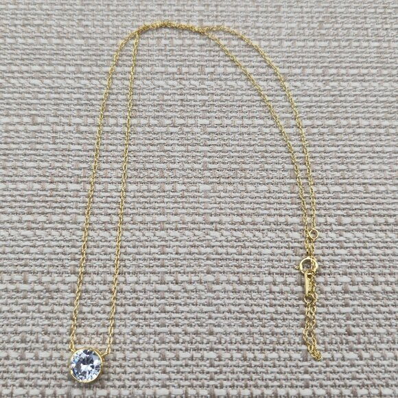 Jewelry - 18 Inch Gold Over Sterling Silver Bright Cubic Zirconia Gem Necklace A6060